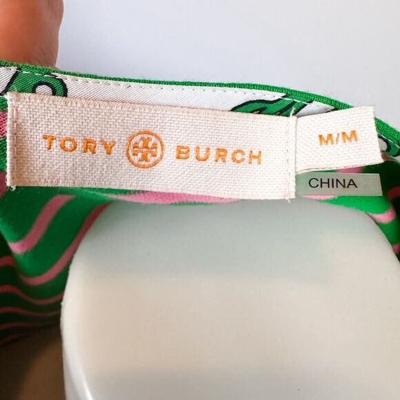TORY BURCH Green Pink Gold Diver Striped Long Sleeve Top Size M - Picture 5 of 7